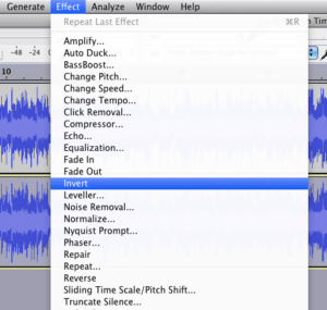 Effects menu > Invert
