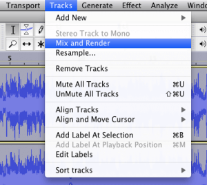 Tracks menu > Mix and Render