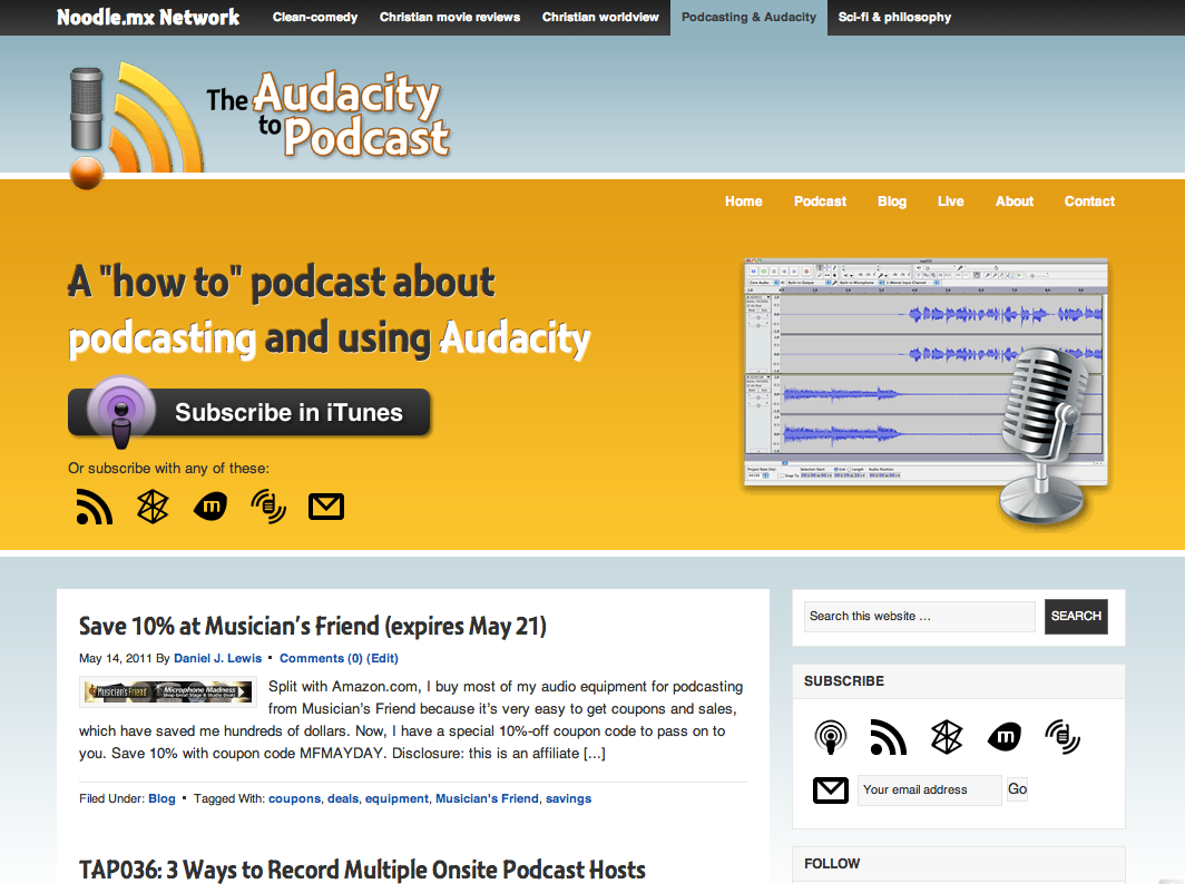 The Audacity to Podcast's homepage