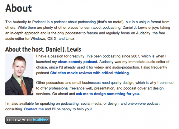 The Audacity to Podcast™'s about page