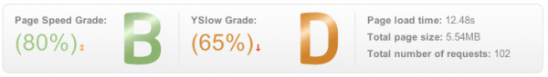 GTmetrix performance summary