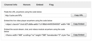 Ustream.tv: embed codes