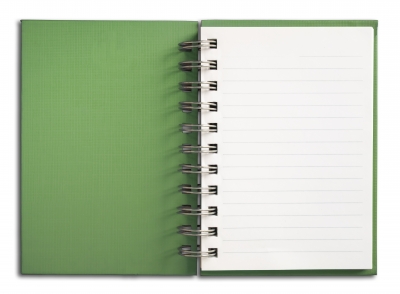 Green paper notebook