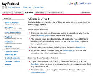 Feedburner: publicize