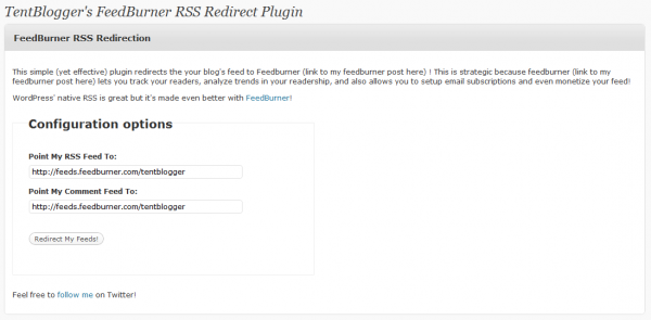 TentBlogger RSS Redirect