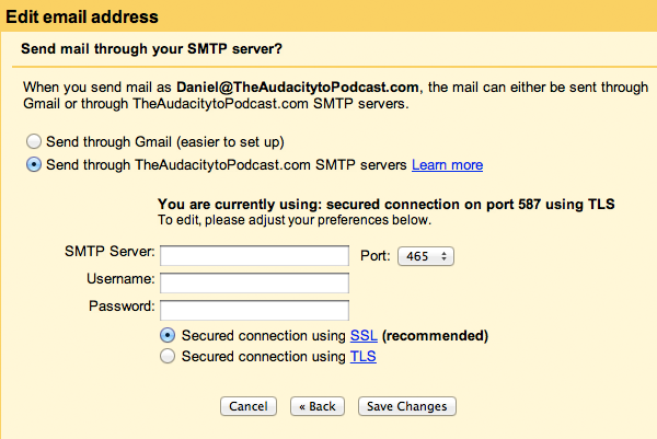 Gmail-send through SMTP server