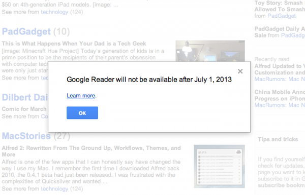 Google Reader is being killed
