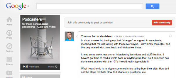 Podcasters-Google Plus community
