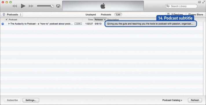 iTunes podcast subtitle