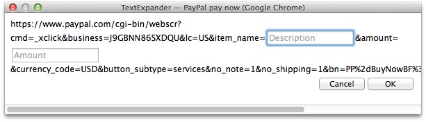 TextExpander PayPal