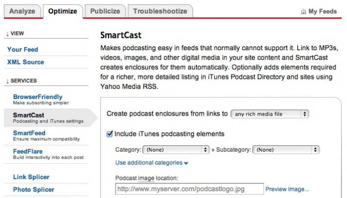 FeedBurner SmartCast for podcasting