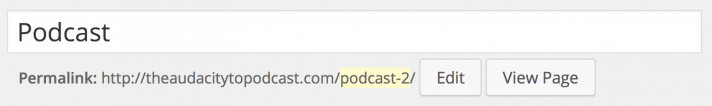 Podcast slug permalink in page post editor