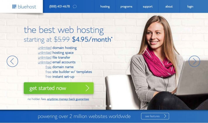 BlueHost homepage