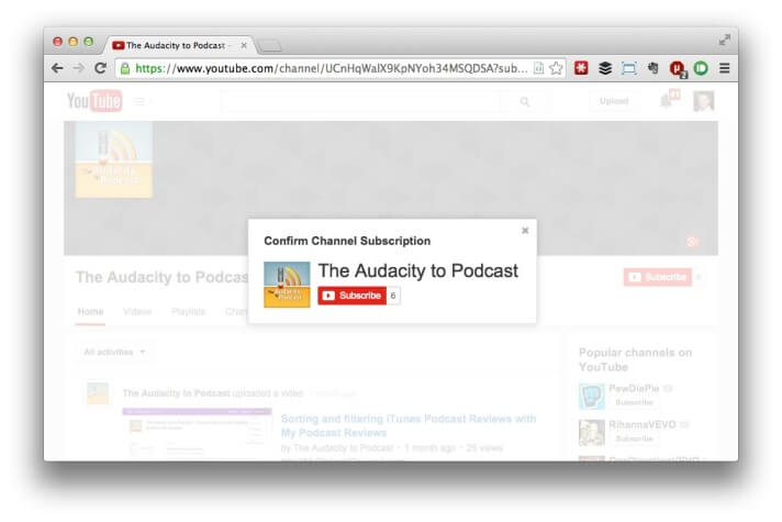 YouTube subscription link